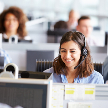 Arbeitnehmer in Call-Center, Großraumbüro